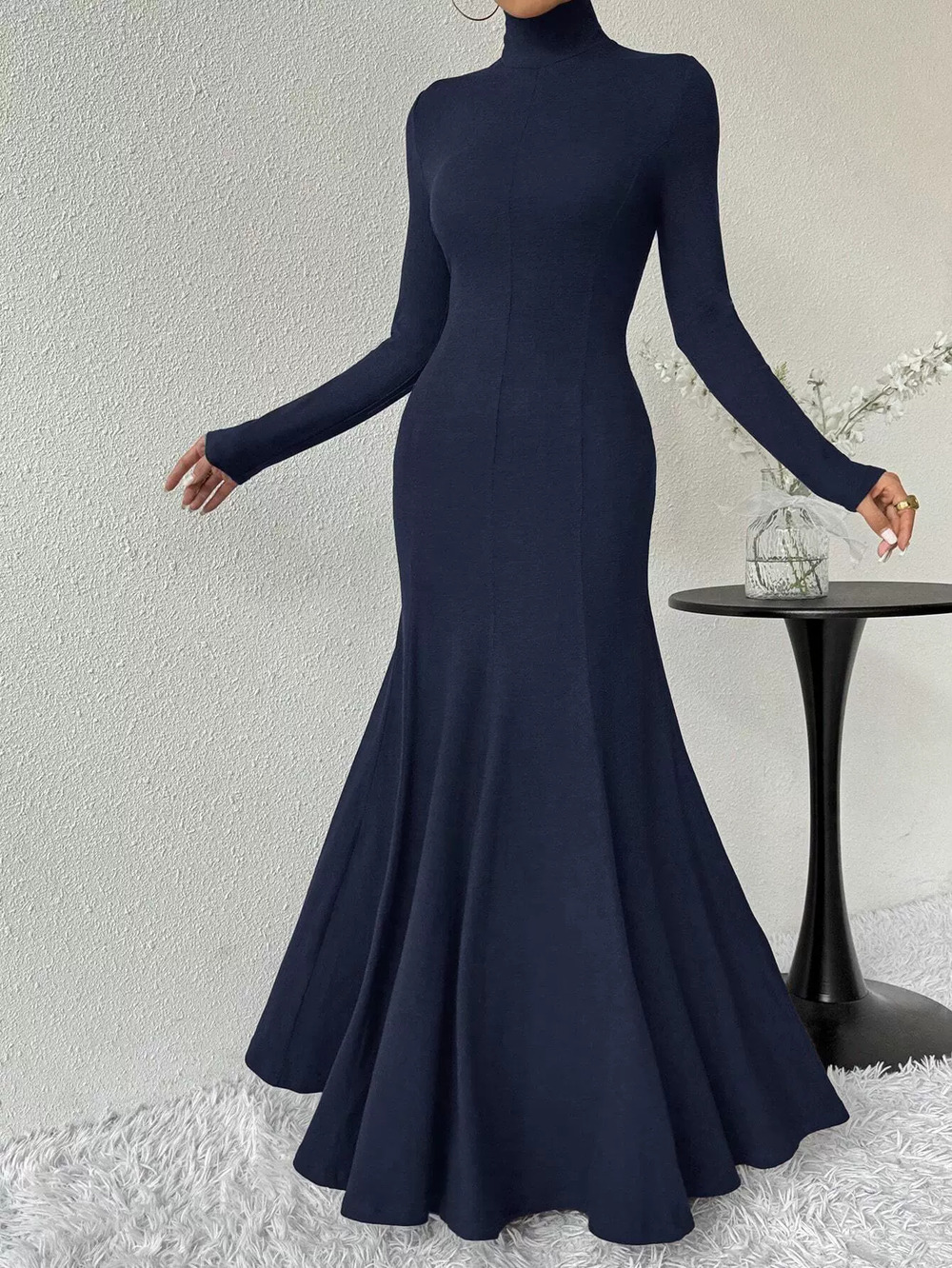 ZARA Sophisticated Turtleneck Slim Fit Maxi Dress Spring Summer
